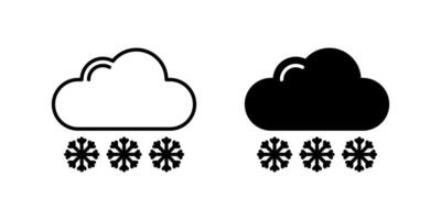 Snowing Icon Set. A black icon of snowing, representing snowfall. vector