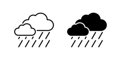 Rainy Icon Set. A black icon of rain, representing wet weather. vector