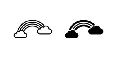 Rainbow Icon Set. A black icon of a rainbow, representing colorful weather. vector