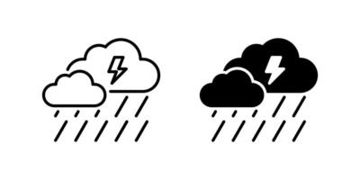 Stormy Icon Set. A black icon of a storm, representing turbulent weather. vector