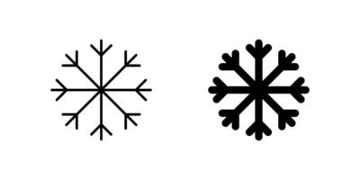 Snowflake Icon Set. A black icon of a snowflake, representing snow. vector