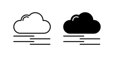 Fog Icon Set. A black icon of fog, representing low visibility weather. vector