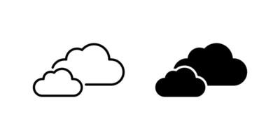 Cloudy Icon Set. A black icon of clouds, representing overcast weather. vector