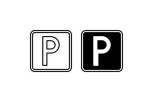 Parking Icon Set. A black icon of a parking sign, representing parking availability. vector