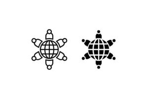 Conference Icon Set. A black icon of a conference globe, representing meetings. vector