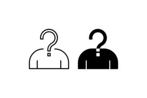Mystery Guess Icon Set. A black icon of a question mark and person, representing curiosity. vector