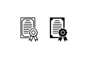 Certificate Icon Set. A black icon of a certificate, representing achievement. vector