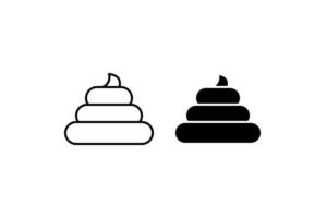 Poop Icon Set. A black icon of poop, representing humor or sanitation. vector