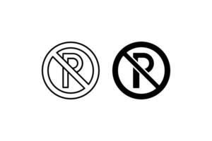 No Parking Icon Set. A black icon of a no parking sign, representing restriction. vector