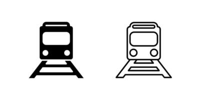 Icons of two train subways for transport and travel. Represent railway and commute. vector