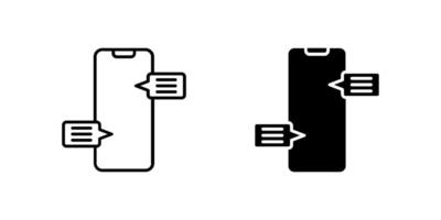 Icons of two messaging phones for chat and texting. Represent message and conversation. vector