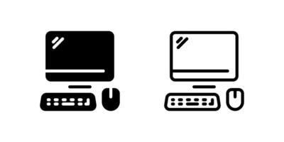 Simple desktop computer setup icon for office environments, work from home, and digital workspaces. Perfect for tech, business, and education. vector