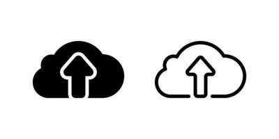 Clean cloud upload icon depicting data transfer, digital backup, and file sharing to the cloud. Suitable for modern app and web interfaces. vector