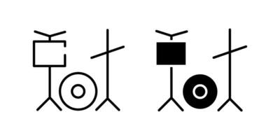 Dynamic drum set music percussion instrument icon set for bands, concerts, and rhythm. Ideal for entertainment, education, and artistic themes. vector