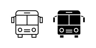 Standard city bus icon set for public transportation, urban commuting, and community services. Useful for travel, city planning, and mobility designs. vector