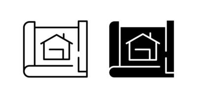 Detailed house blueprint icon set for home design, architecture, and construction planning. Ideal for real estate and renovation projects. vector
