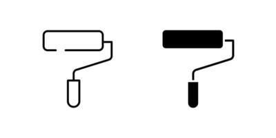 Common paint roller icon set for home renovation, painting, and DIY projects. Essential for interior design and construction themes. vector