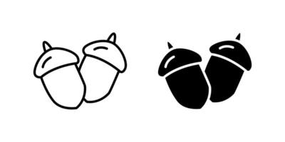 Detailed acorns icon set symbolizing oak trees, forest nature, and autumn elements. Great for themes of environment, growth, and natural resources. vector