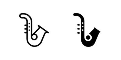 Stylish saxophone icon set for music, jazz, and wind instruments. Great for entertainment, performance, and creative arts. vector