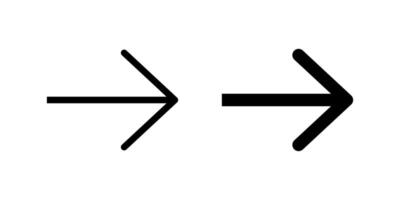 Universal right arrow icon set for direction, navigation, and forwarding. Essential for user interfaces and general signage. vector