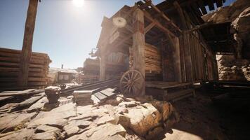 CGI Exploration of an abandoned wooden structure in a ghost town under the sun video