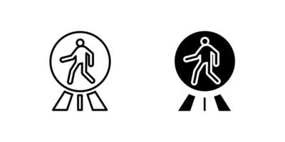 Essential pedestrian crossing sign icon set for road safety, urban areas, and traffic rules. Useful for city navigation and public awareness. vector