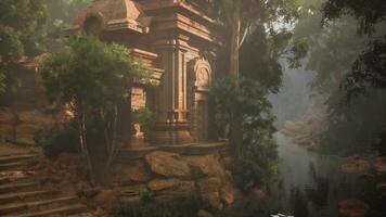 CGI Ancient temple surrounded by lush jungle in Thailands serene wilderness video