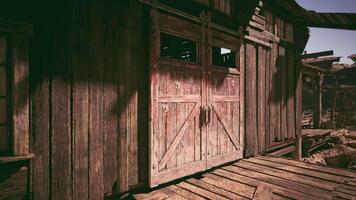 CGI Weathered wooden barn door with rustic charm in a sunlit rural setting video