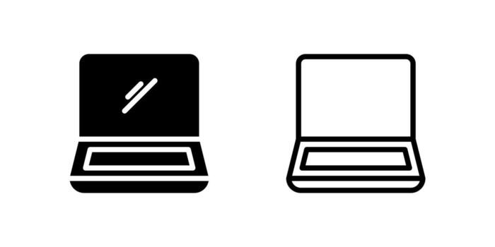 moderno ordenador portátil computadora icono representando tecnología, informática, y portátil dispositivos. versátil para negocio, educación, y digital trabajar. vector