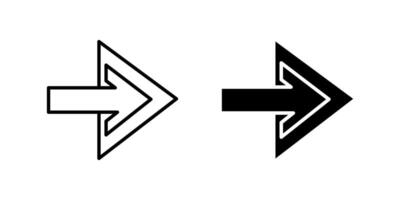 Universal right arrow icon set for navigation, direction, and forwarding. Essential for user interfaces, web design, and maps. vector