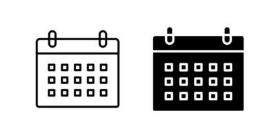 Standard calendar icon set for dates, events, and daily or monthly schedules. Ideal for planning, appointments, and time management. vector