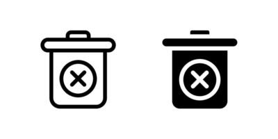 Standard delete trash bin icon set for removing, discarding, and archiving data. Essential for user interfaces and digital file management. vector