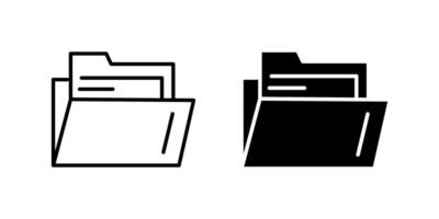 Standard folder icon set for documents, digital storage, and archiving. Essential for file management and computer systems. vector