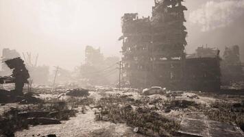 CGI The remnants of a city lay in ruins, completely devastated by military conflict video