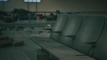 CGI Exploring the quiet remnants of an abandoned airport terminal in the twilight video