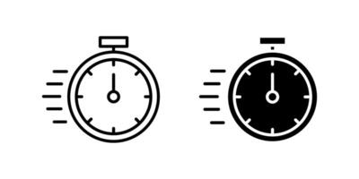 Classic stopwatch icon set representing time measurement, speed, and precision. Ideal for sports, racing, and tracking activities. vector