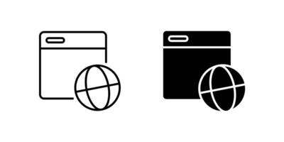 Standard web browser icon set on a computer screen, representing internet access and online surfing. Ideal for technology, software, and digital communication. vector