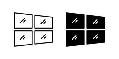Simple window glass icon set representing cleaning, transparency, and household tasks. Useful for home maintenance and clear views. vector