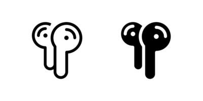 Modern wireless earbuds icon set for audio, music, and portable listening. Perfect for technology, entertainment, and personal devices. vector