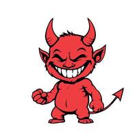 illustration Sticker Design of Playful Devil with Red Skin and Horns vector
