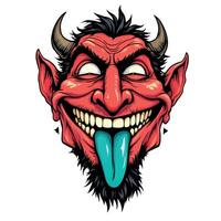 Illustration Of Red Devil With Open Mouth Ready For Sticker Design vector