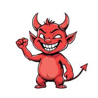 illustration Sticker Illustration of Mischievous Devil Creature Cartoon Character with Happy Expression vector