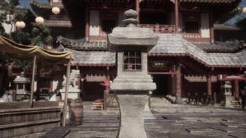 CGI Traditional Japanese lantern at a serene temple courtyard in Japan video