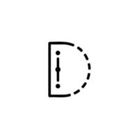 D-Shape Dashed Arc Three Vertical Points vector