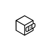 Isometric Cube With Bandage On Edge vector