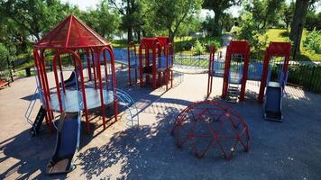 CGI Sunny playground with slides and climbing structures video