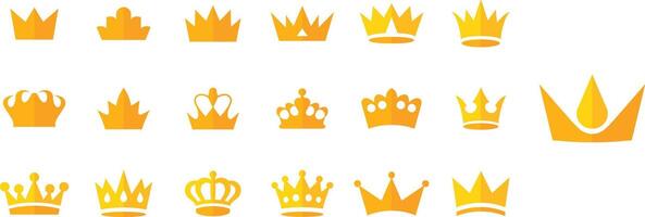Various gold crown icons for design, Royal gold crown elements for graphics vector