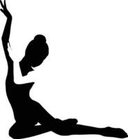 Female dancer silhouette in dynamic pose, Graceful woman dancing in motion art vector