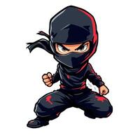 Agile Ninja Ready to Strike Design for illustration Sticker With Big Eyes vector