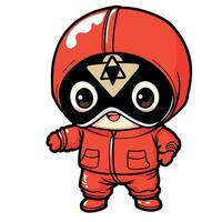 Red Hooded Character illustration Sticker Design Cute and Playful Illustration Style vector
